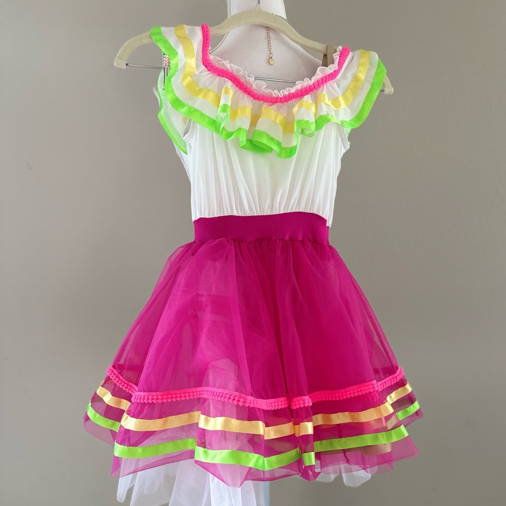 Weissman Neon Pink Tutu Dance Costume Dress Girls IC Bright Rainbow